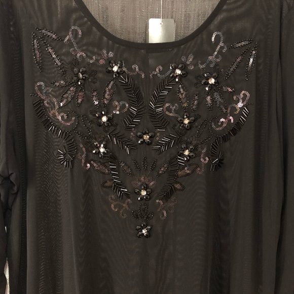 COPY - Black Mesh Embellished Top - Picture 3 of 3